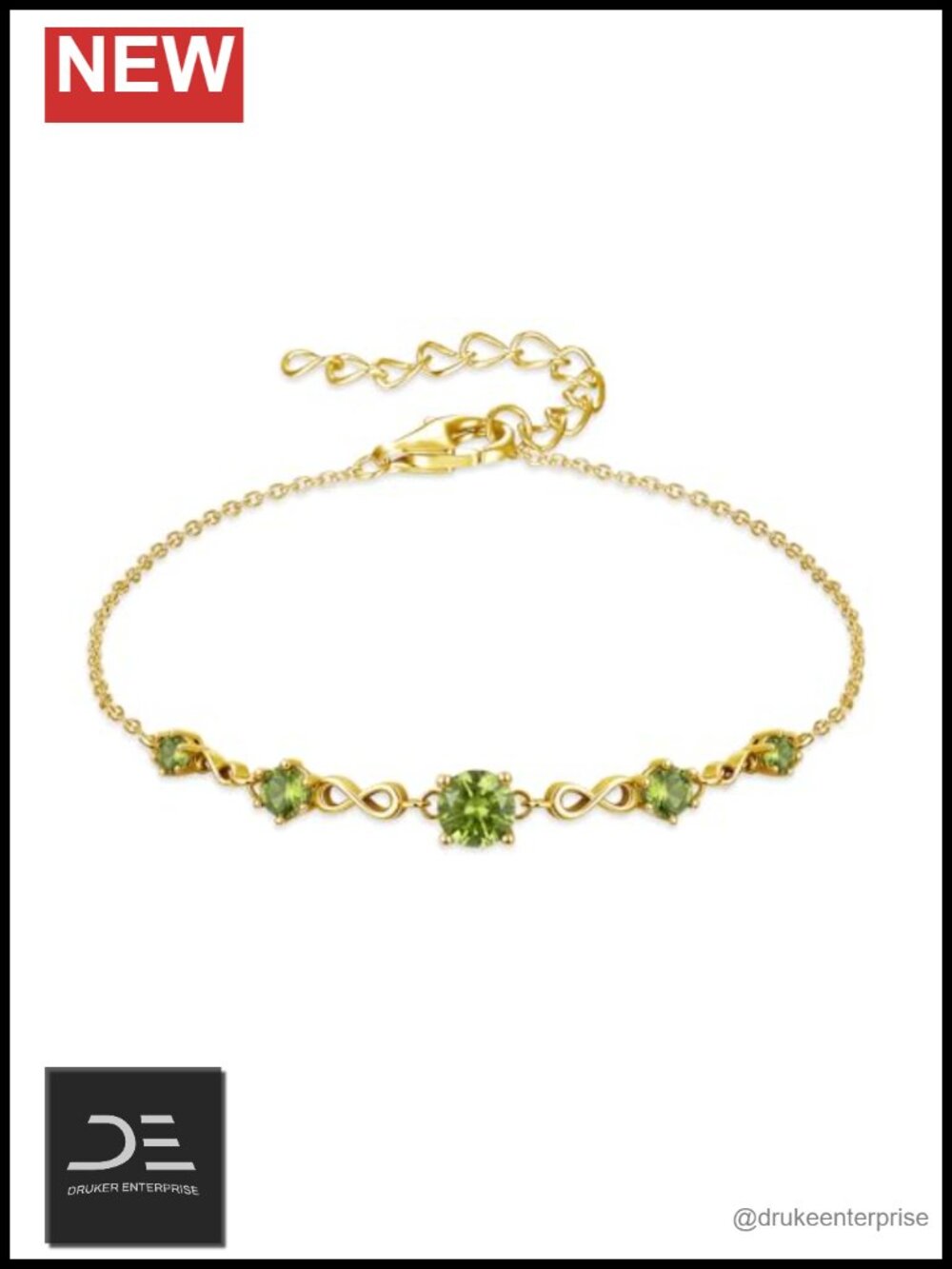14K Gold Plated Infinity Birthstone Bracelet Women Link Chain